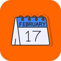 17th of February Filled Orange background Icon vector