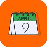 9th of April Filled Orange background Icon vector