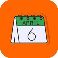 6th of April Filled Orange background Icon vector