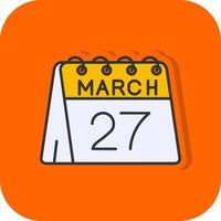 27th of March Filled Orange background Icon vector