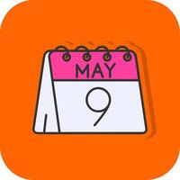 9th of May Filled Orange background Icon vector