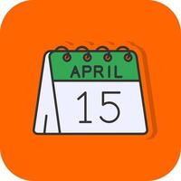 15th of April Filled Orange background Icon vector