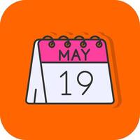 19th of May Filled Orange background Icon vector