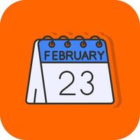 23rd of February Filled Orange background Icon vector