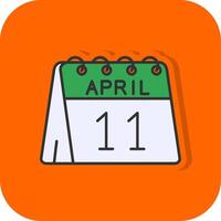 11th of April Filled Orange background Icon vector