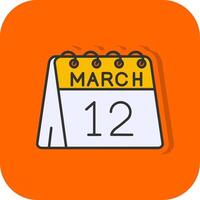 12th of March Filled Orange background Icon vector