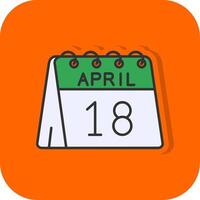 18th of April Filled Orange background Icon vector