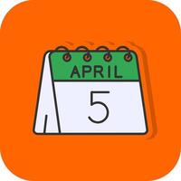 5th of April Filled Orange background Icon vector
