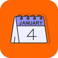 4th of January Filled Orange background Icon vector