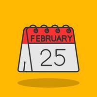 25th of February Filled Shadow Icon vector
