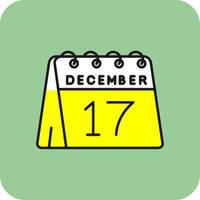 17 de diciembre lleno amarillo icono vector