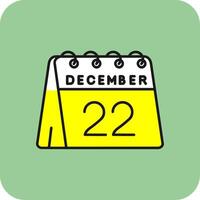 22nd of December Filled Yellow Icon vector