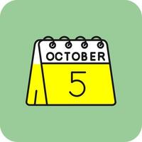 5th of October Filled Yellow Icon vector