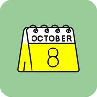 8th of October Filled Yellow Icon vector