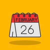 26th of February Filled Shadow Icon vector