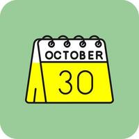 30th of October Filled Yellow Icon vector