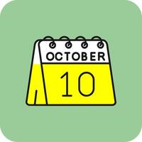 10 de octubre lleno amarillo icono vector