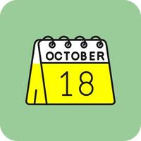 18th of October Filled Yellow Icon vector