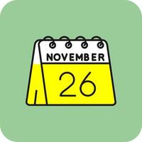 26th of November Filled Yellow Icon vector