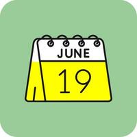 19th of June Filled Yellow Icon vector