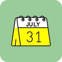 31st of July Filled Yellow Icon vector