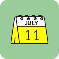 11th of July Filled Yellow Icon vector
