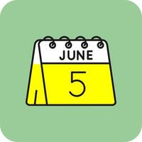 5th of June Filled Yellow Icon vector