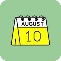 10th of August Filled Yellow Icon vector