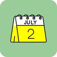 2nd of July Filled Yellow Icon vector