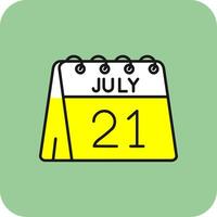 21st of July Filled Yellow Icon vector