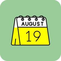 19th of August Filled Yellow Icon vector