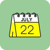 22nd of July Filled Yellow Icon vector