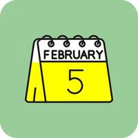 5th of February Filled Yellow Icon vector