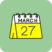 27 de marzo lleno amarillo icono vector