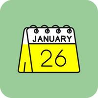 26th of January Filled Yellow Icon vector