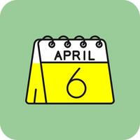 6th of April Filled Yellow Icon vector