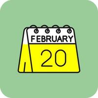 20th of February Filled Yellow Icon vector