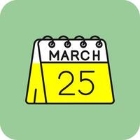 25th of March Filled Yellow Icon vector