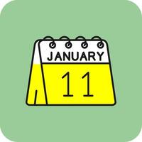 11th of January Filled Yellow Icon vector