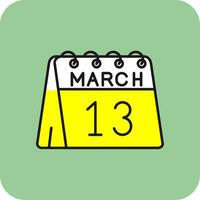 13th of March Filled Yellow Icon vector