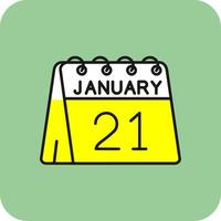 21st of January Filled Yellow Icon vector