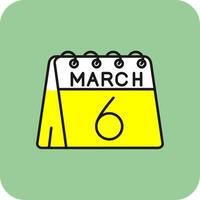 6th of March Filled Yellow Icon vector