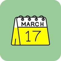 17 de marzo lleno amarillo icono vector
