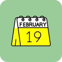 19th of February Filled Yellow Icon vector