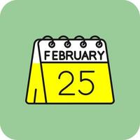 25 de febrero lleno amarillo icono vector
