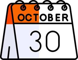 30th of October Filled Half Cut Icon vector