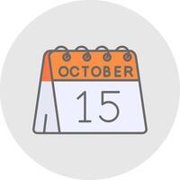 15th of October Line Filled Light Circle Icon vector