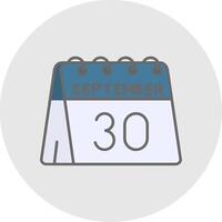 30th of September Line Filled Light Circle Icon vector