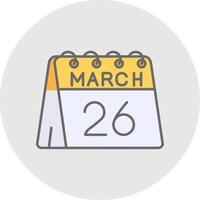 26th of March Line Filled Light Circle Icon vector