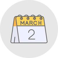 2nd of March Line Filled Light Circle Icon vector